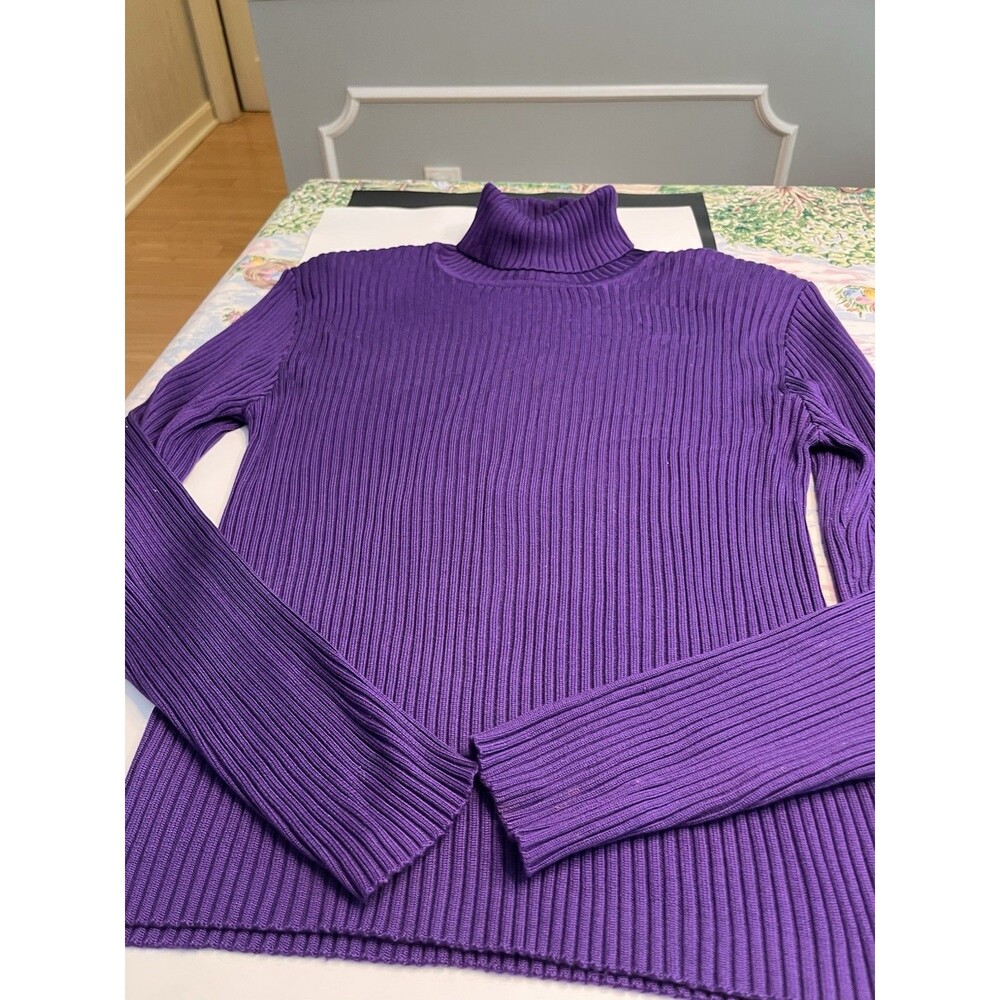 Carlisle Sport 100% Silk Ribbed Turtleneck Sweater Sz XL